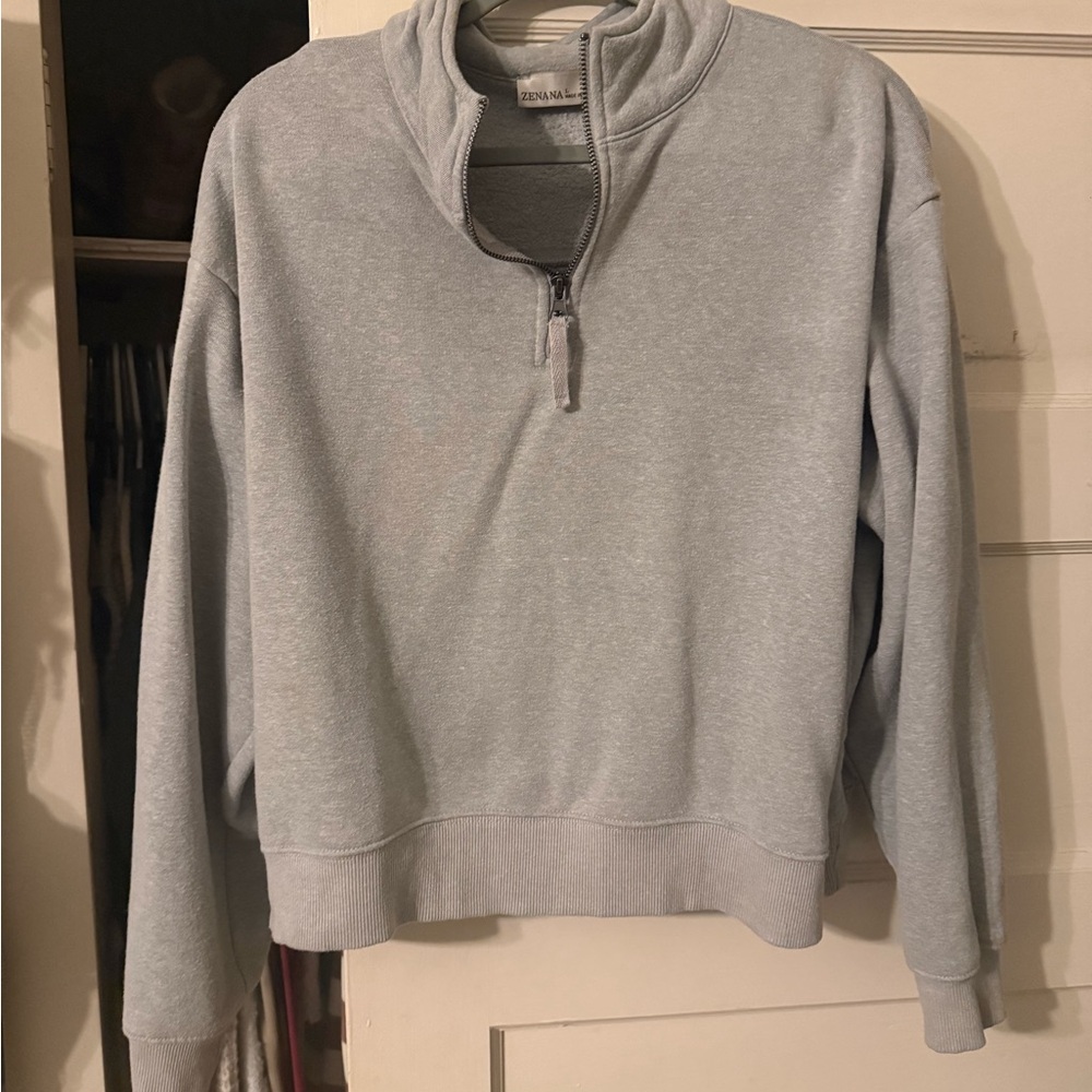 Women’s Gray Half-Zip Sweater